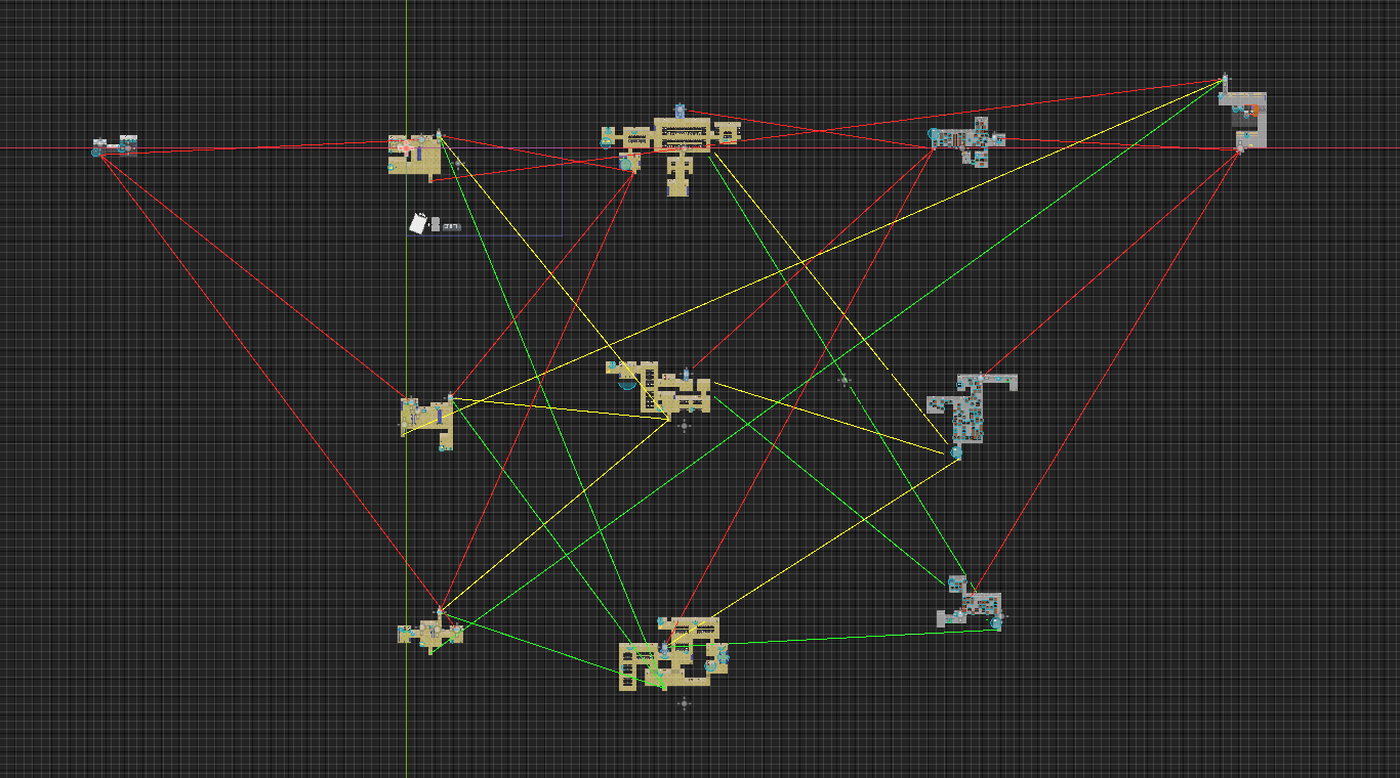 In-engine graph visualization of possible level connections.