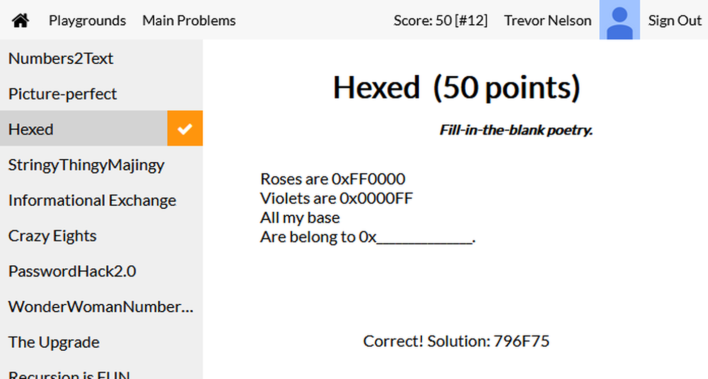 A solved problem in the CTF site.